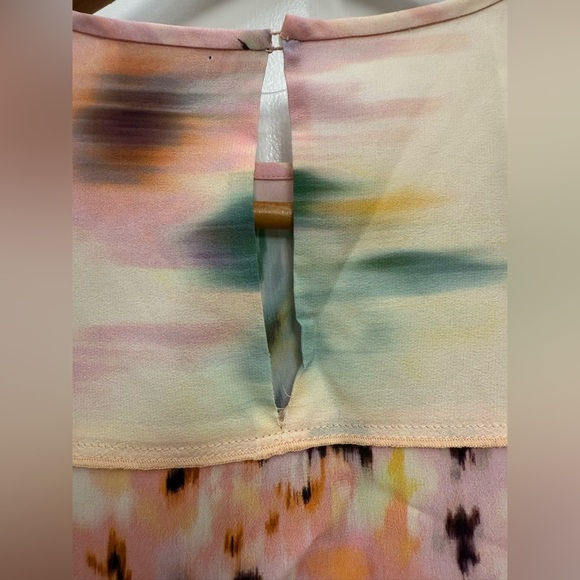 NWT St. John Womens Floral Print Silk Mini Dress 4 Ecru/Peach Multi Designer - Picture 9 of 12